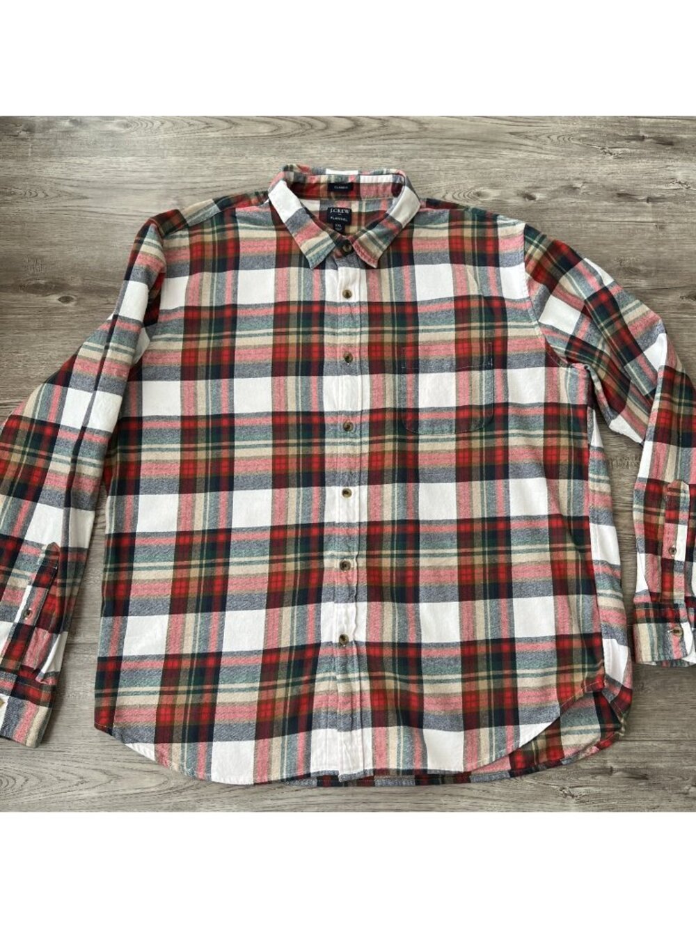 J.Crew Tartan Plaid Flannel Shirt Mens XXL Red Green Classic Brushed Cotton